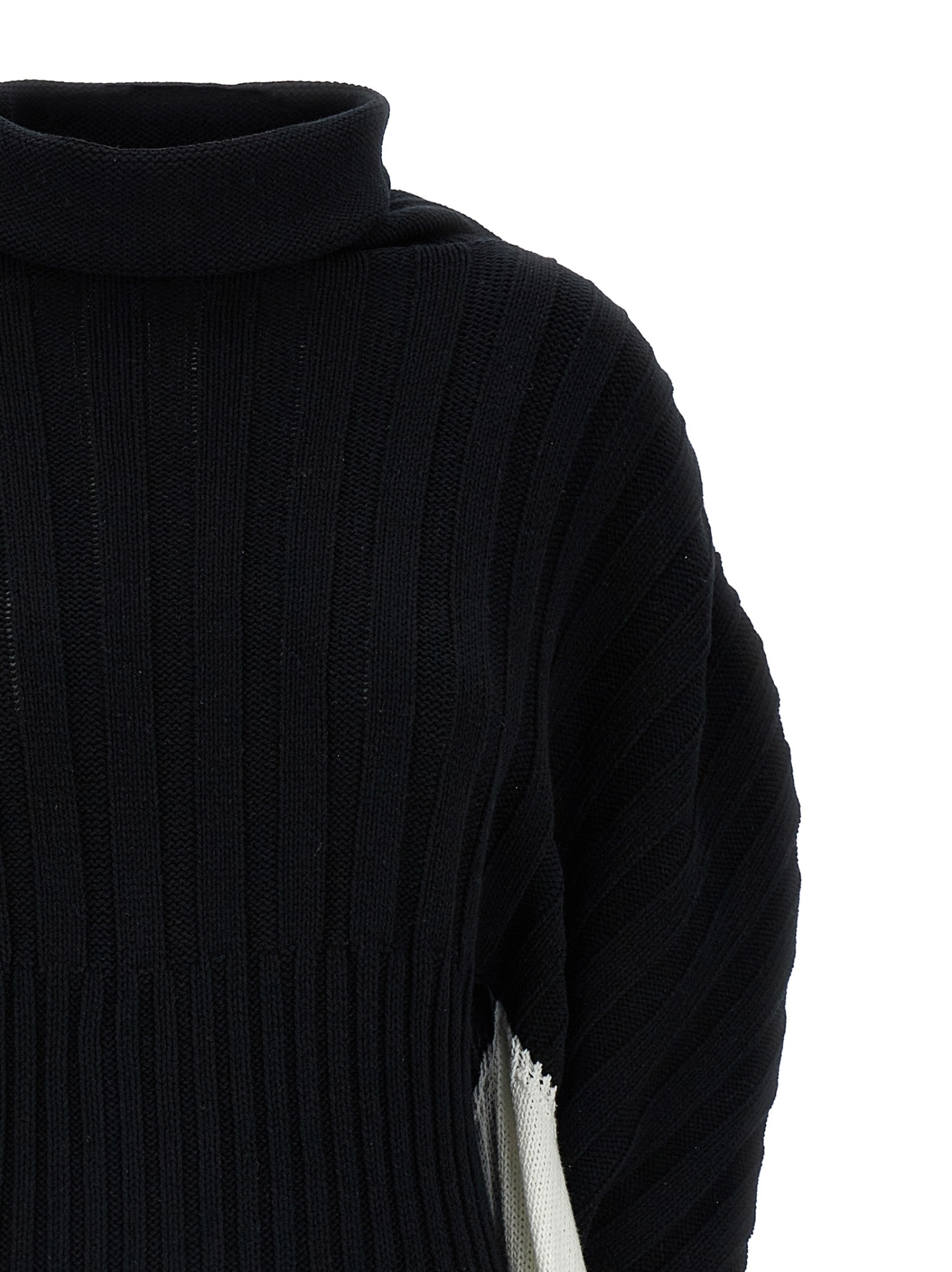 Shop Issey Miyake Asymmetric Ribbed Turtleneck Jumper In Black