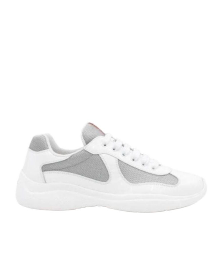 【送料&関税込】Prada Americas Cup Sneakers With Linea Rossa Prada America'S Cup Sneakers In Red/Silver | Editorialist