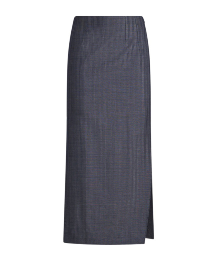 Etro Elegant Blue Midi Skirt With Stylish Side Openings In Black