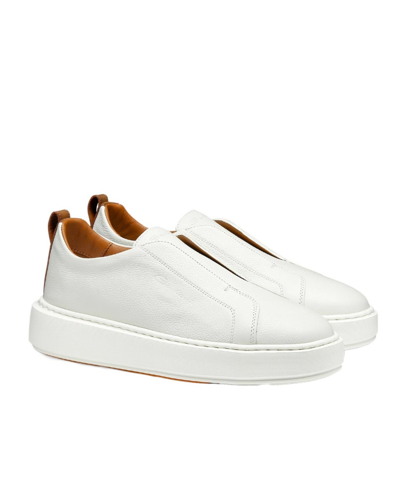 Santoni Leather Low-top Sneakers In White