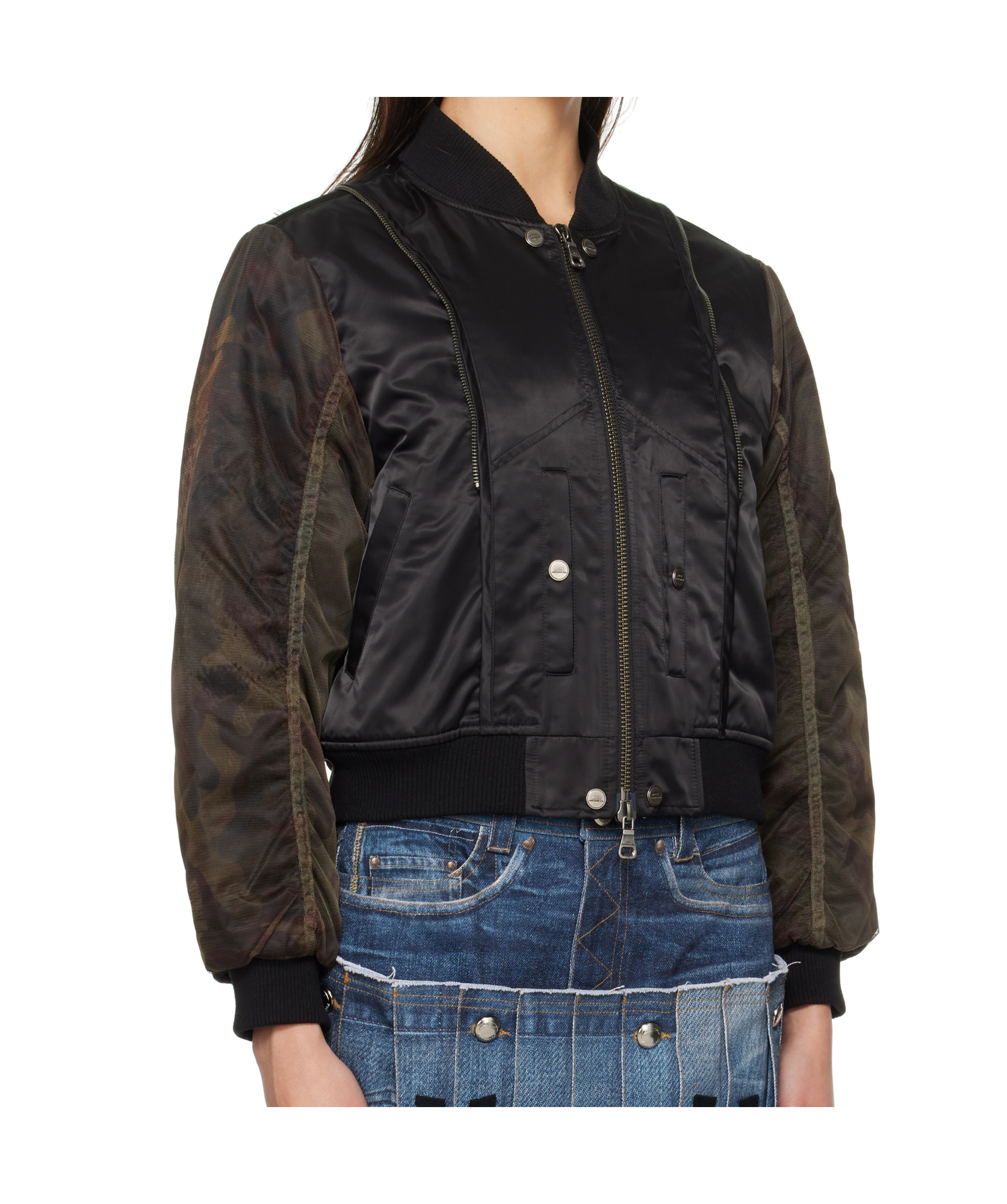 Shop Andersson Bell Mesh-sleeve Bomber Jacket In Black