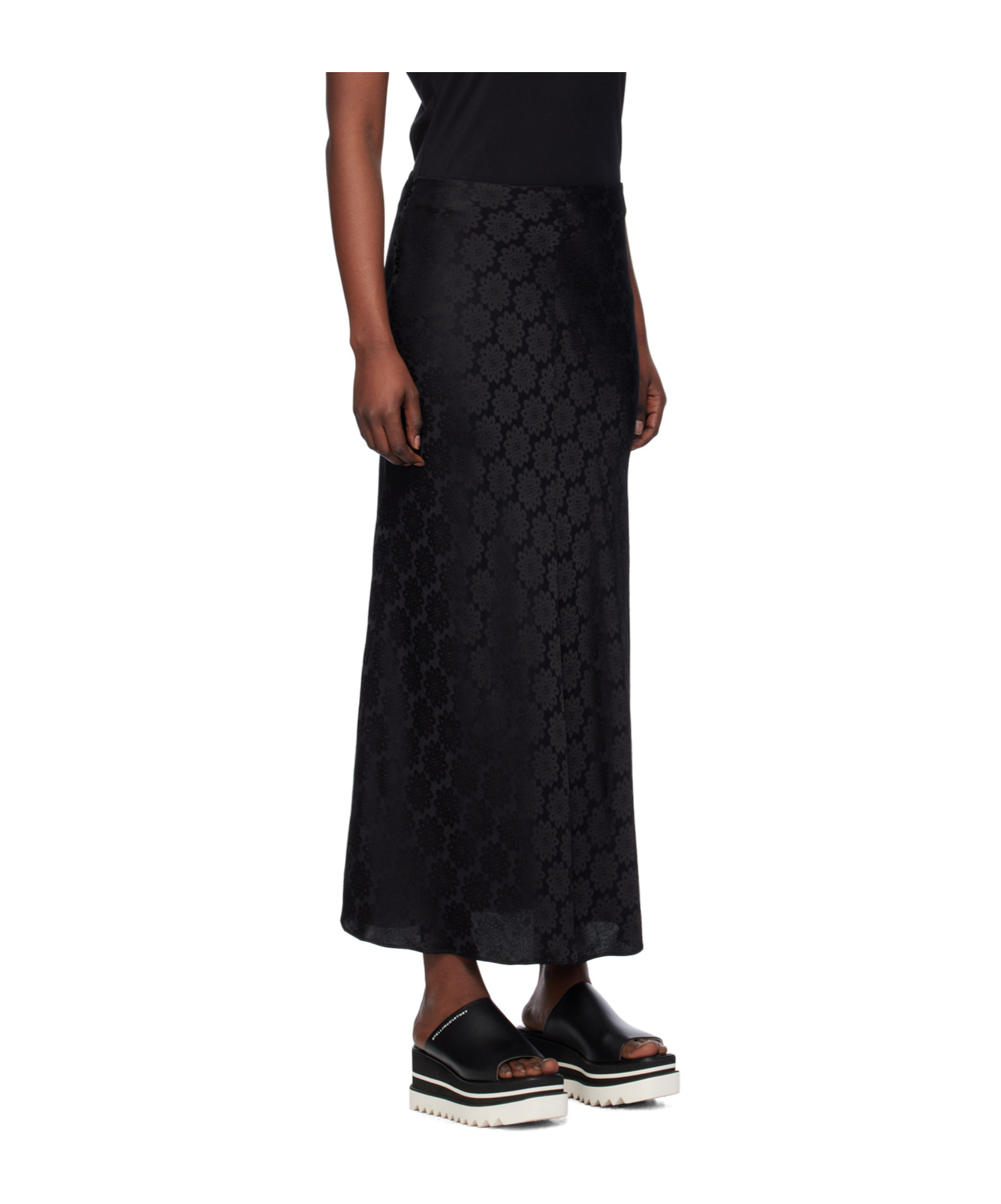 Stella Mccartney Black Jacquard Maxi Skirt In Black