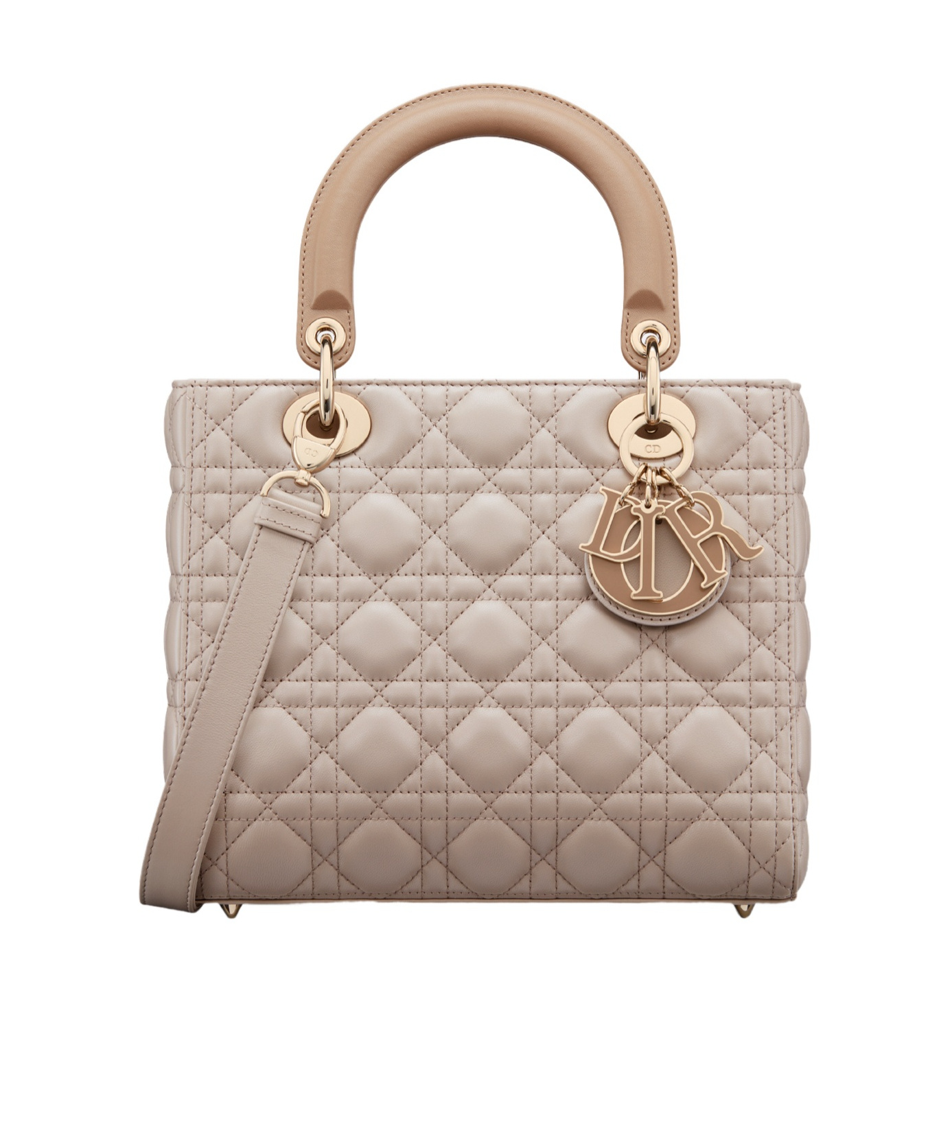 Dior Medium Lady Handbag In Biscuit Color/beige Brown