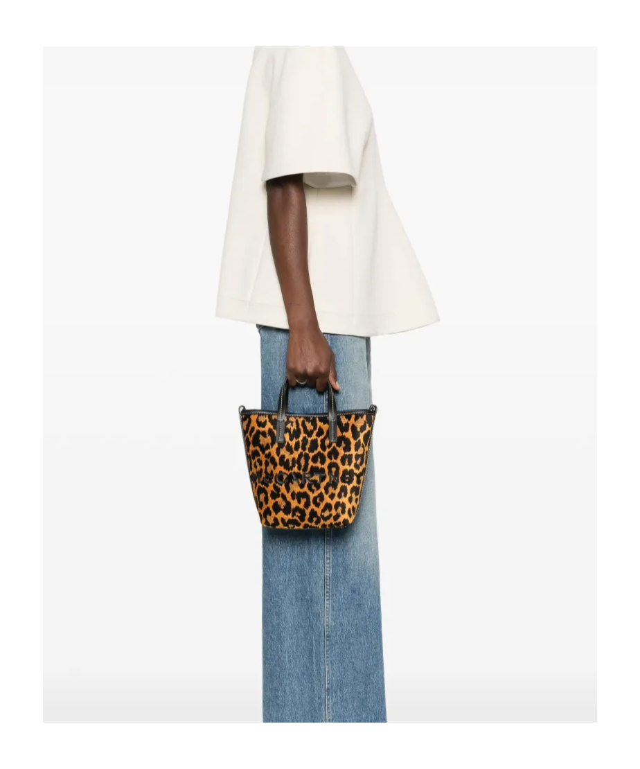 Stella Mccartney Jacquard Leopard Bucket Bag In Black