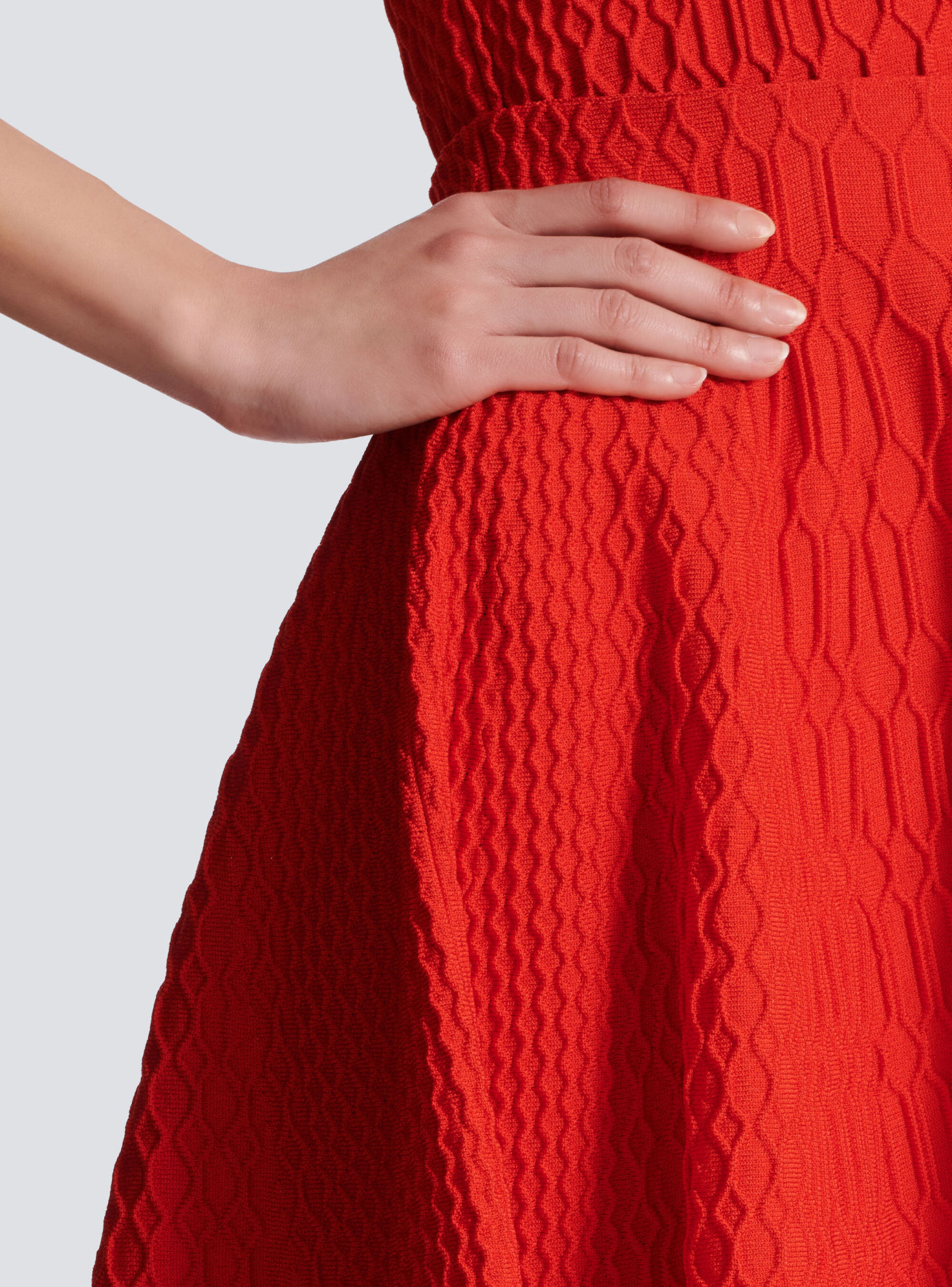 Balmain Flared Crocodile-knit Skirt In Multi