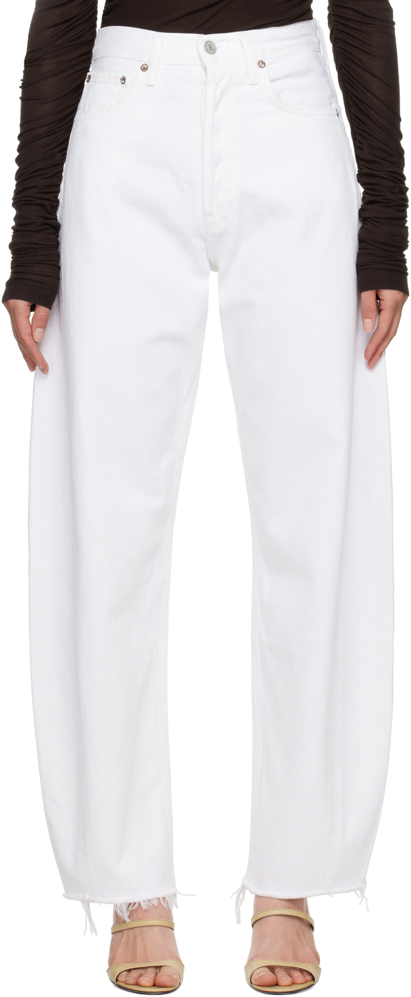 Agolde Five-pocket Jeans In White