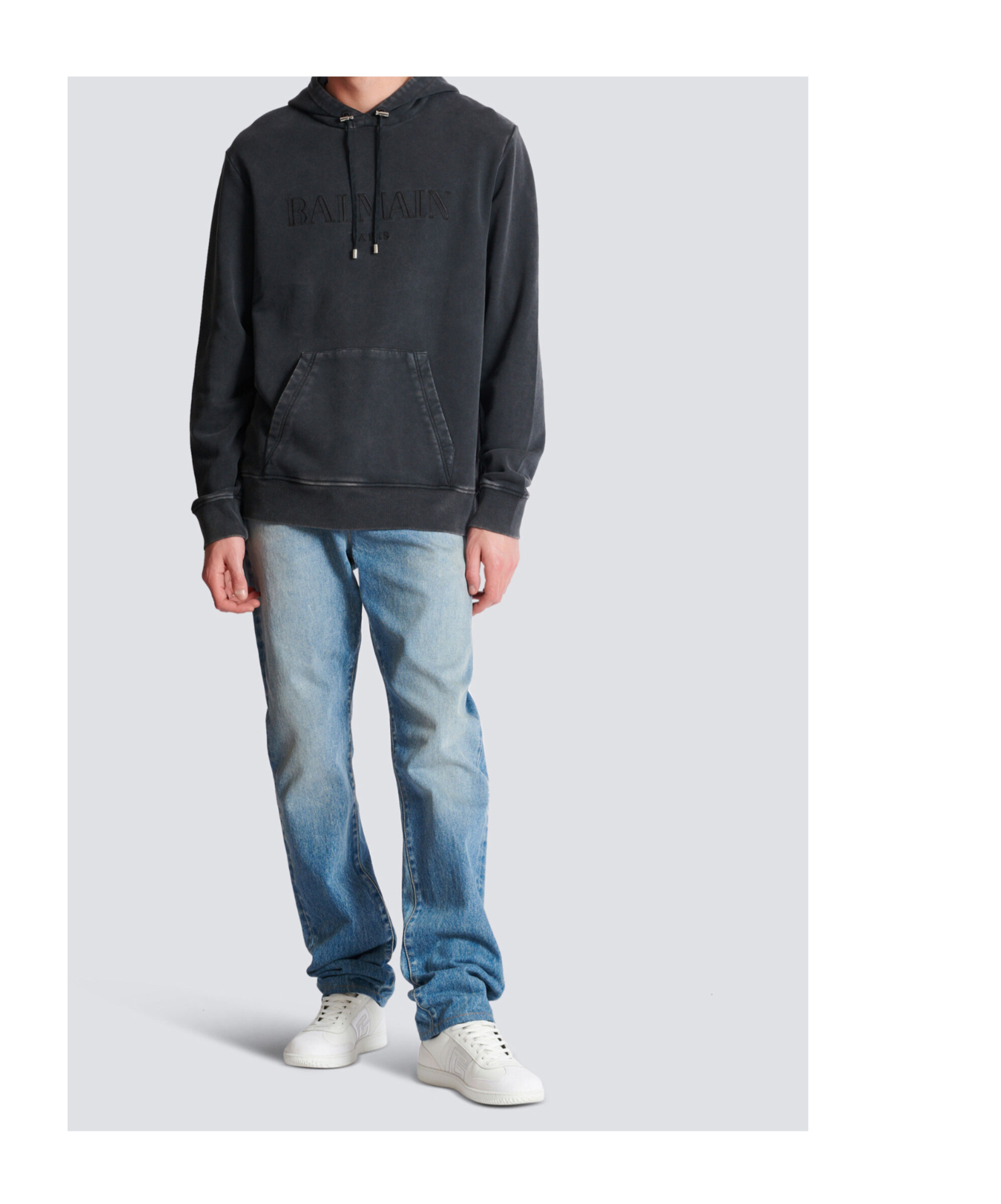 Balmain Logo-embroidered Cotton-jersey Hoodie In Black