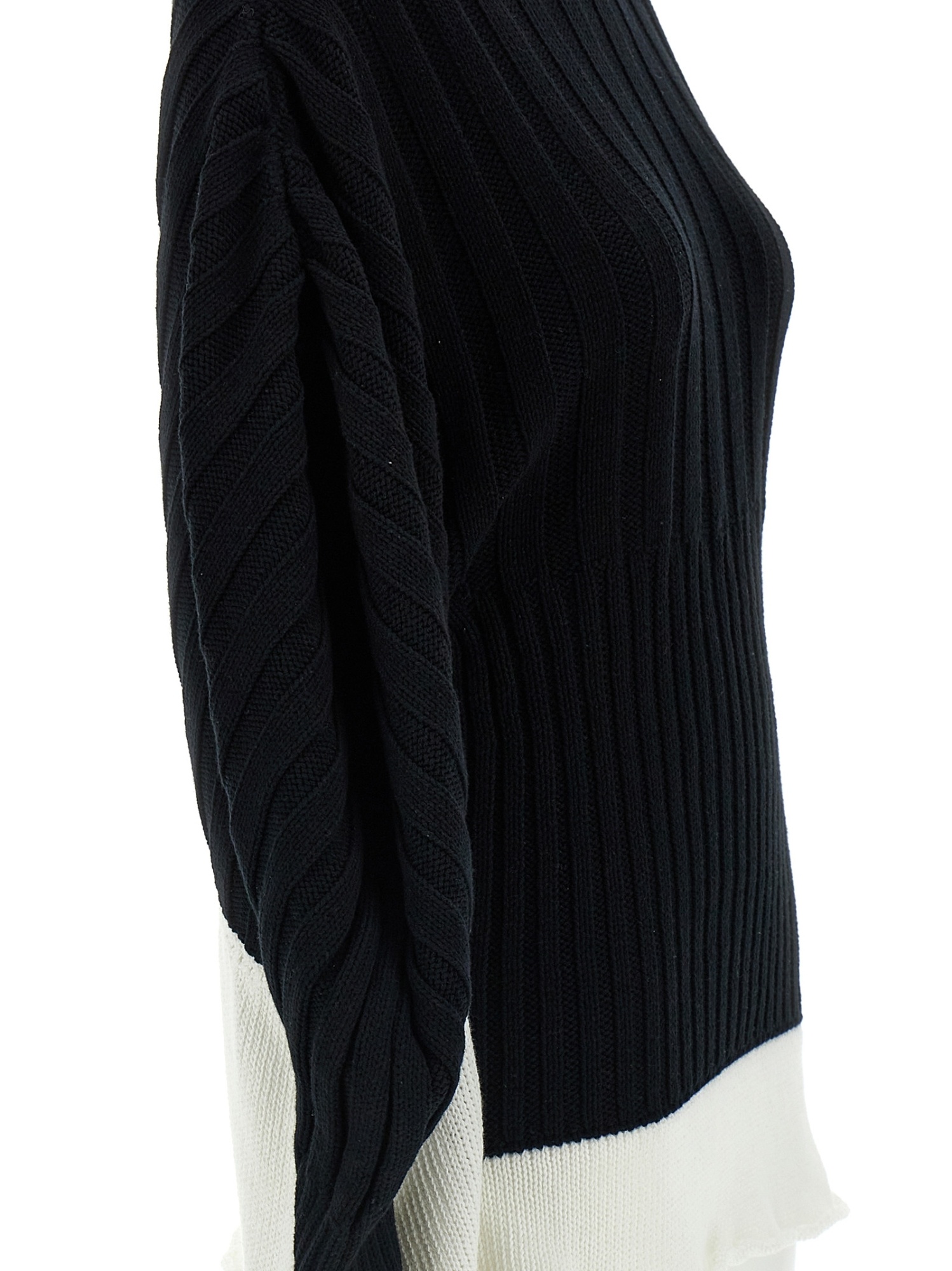 Shop Issey Miyake Asymmetric Ribbed Turtleneck Jumper In Black