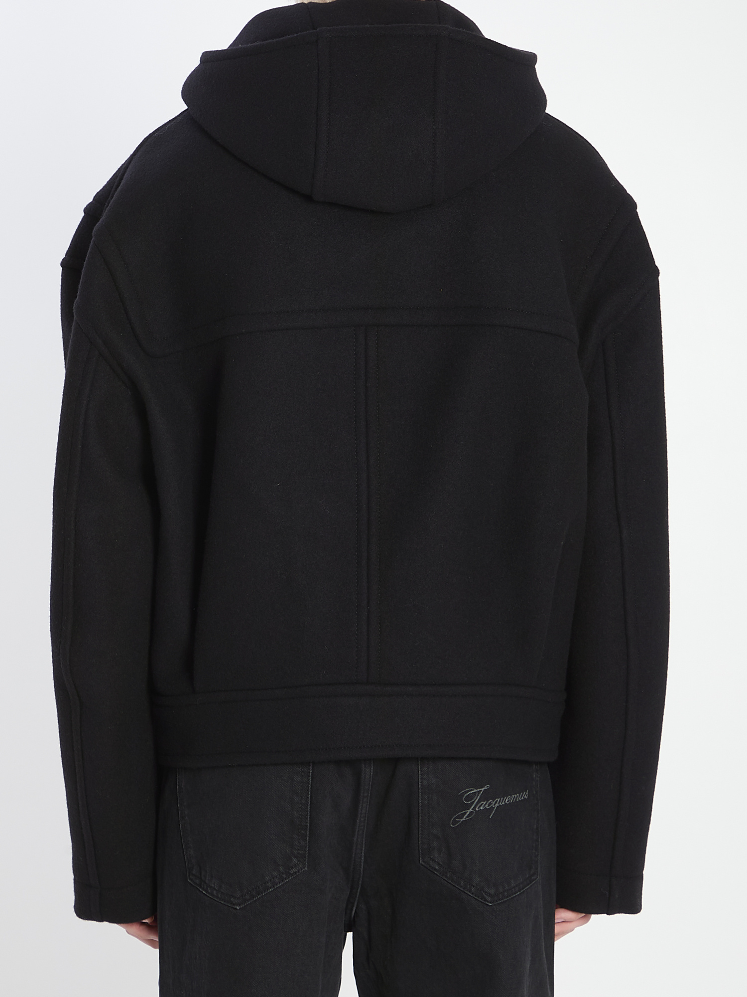 Jacquemus Hooded Long Sleeve Outerwear Collection In Black