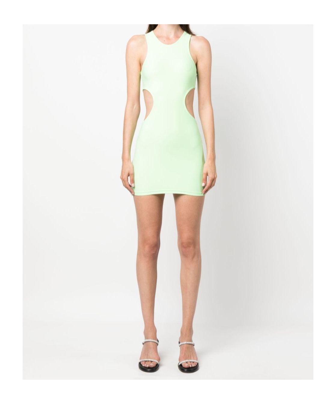 Reina Olga Sleeveless Bodycon Minidress With Cut-out In Green