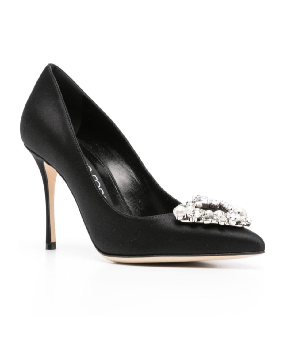 Sergio Rossi 90mm Crystal-buckle Pumps In Black