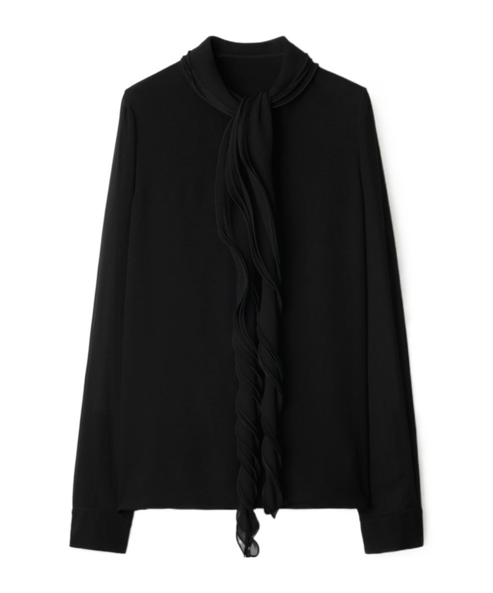 Burberry Lightweight Black Shirt With Sheer Design In Black