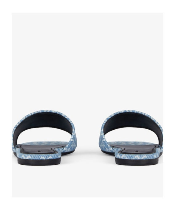 Givenchy 4g Flat Mules In Raffia In Blue