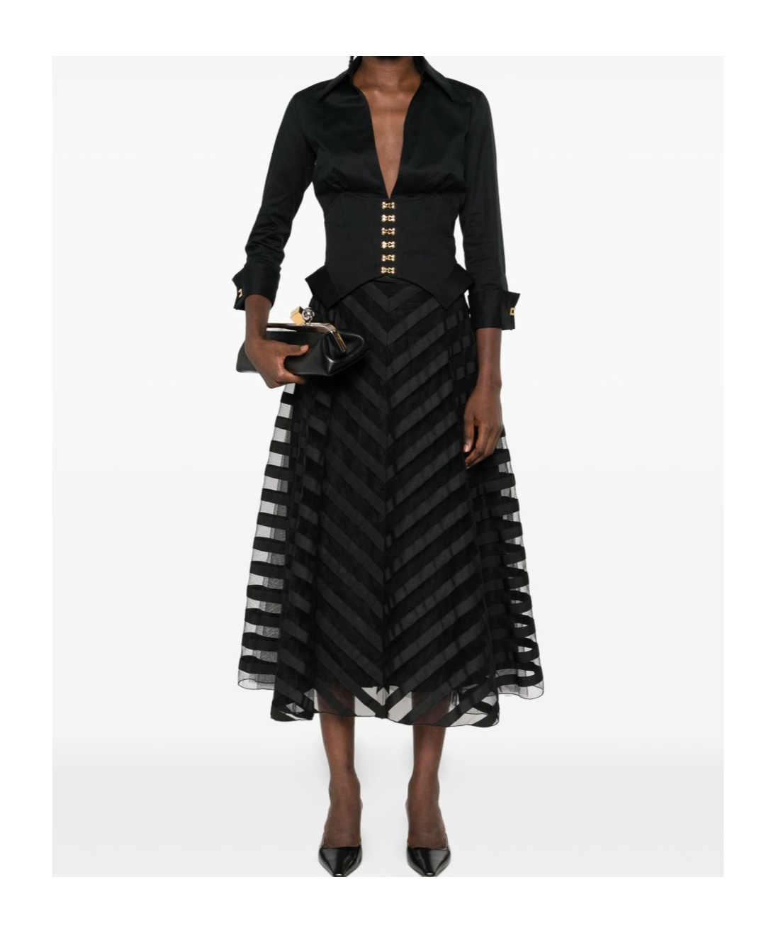 Elisabetta Franchi V-neck Blouse In Black