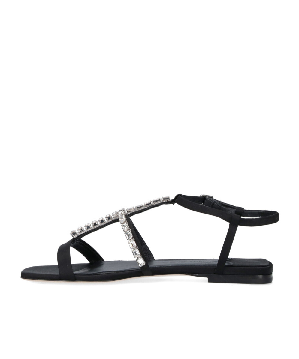 Jimmy Choo Embellished T-bar Heel Strap Sandals In Black