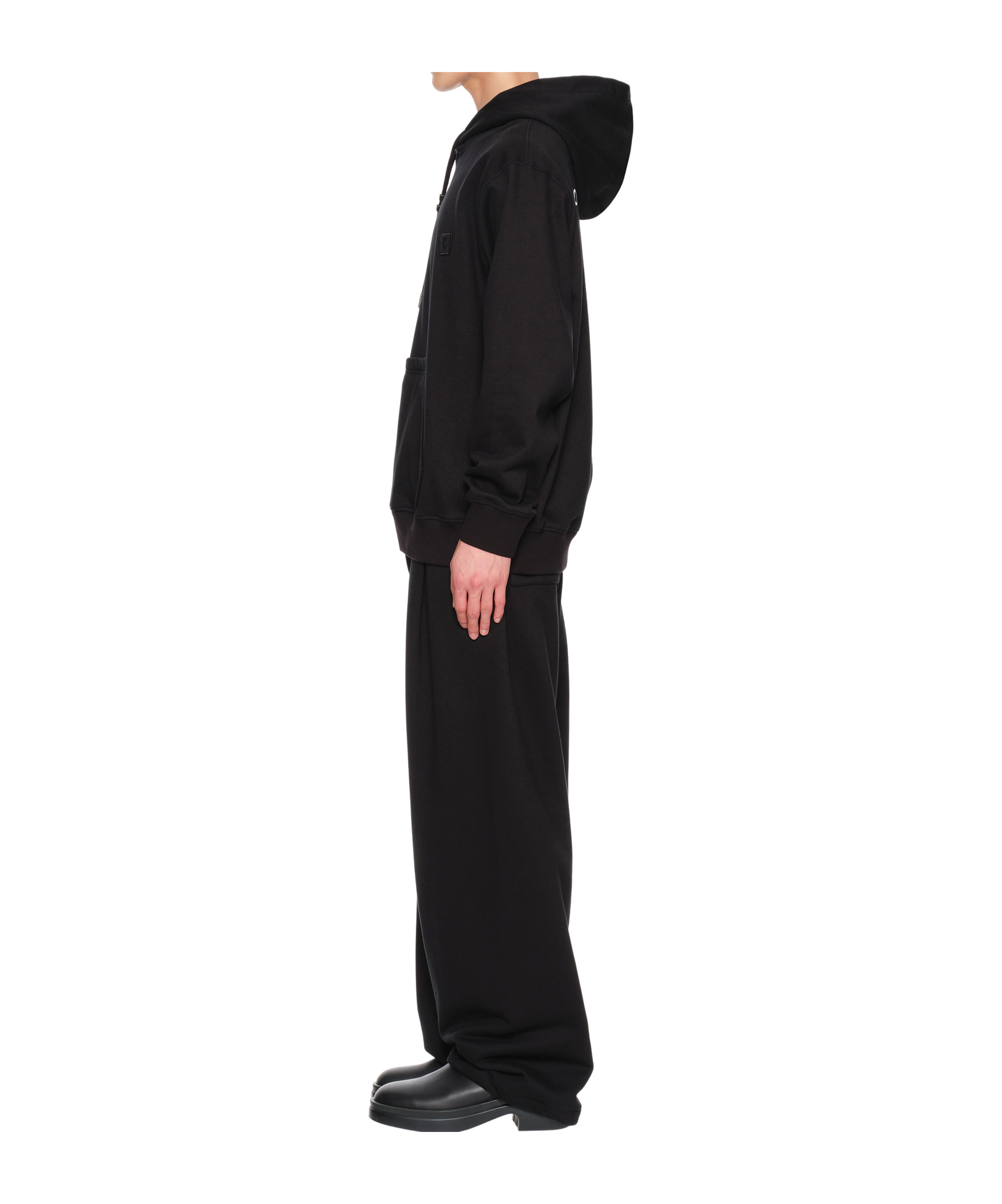 Wooyoungmi Classic Black Hoodie With Signature Logo Accents In Black