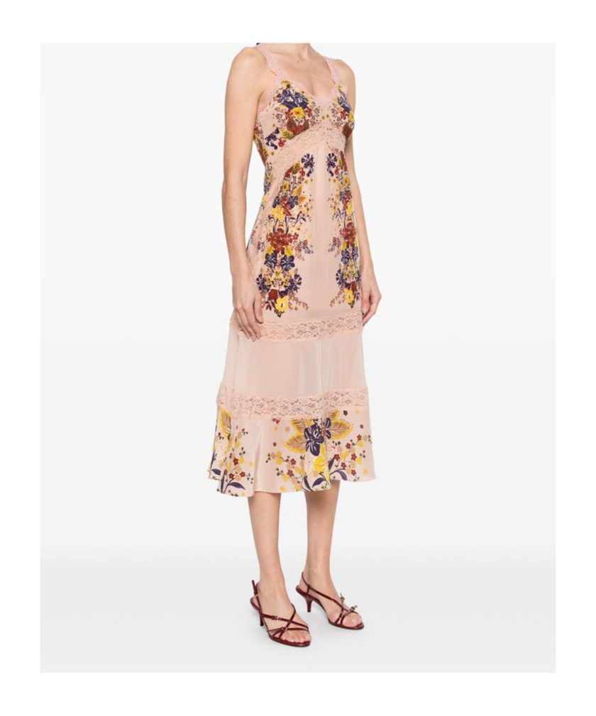 Farm Rio Floral Lace Slip Dress In Nude
