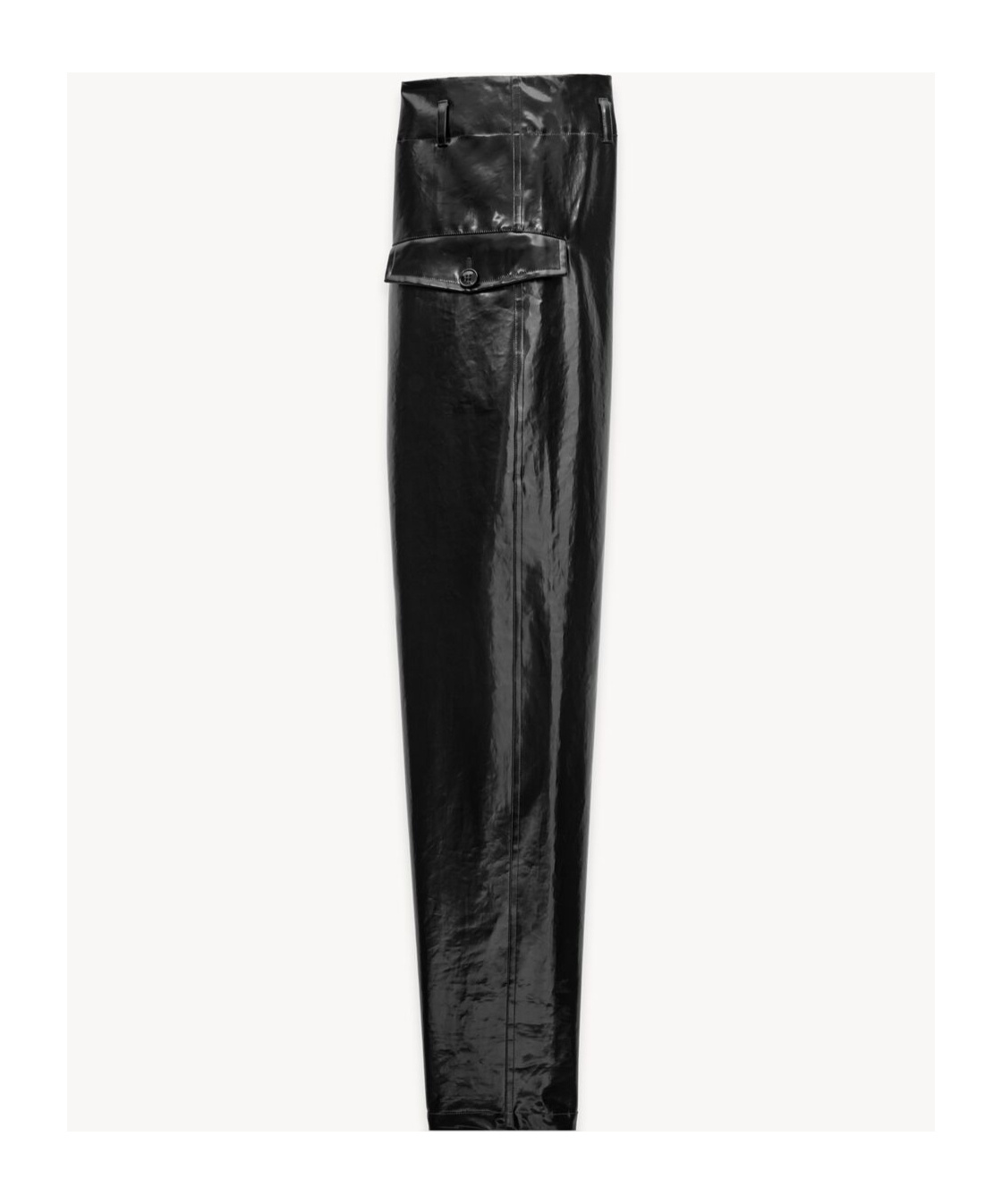 Saint Laurent Coated Cotton Paper Bag Pants In Black