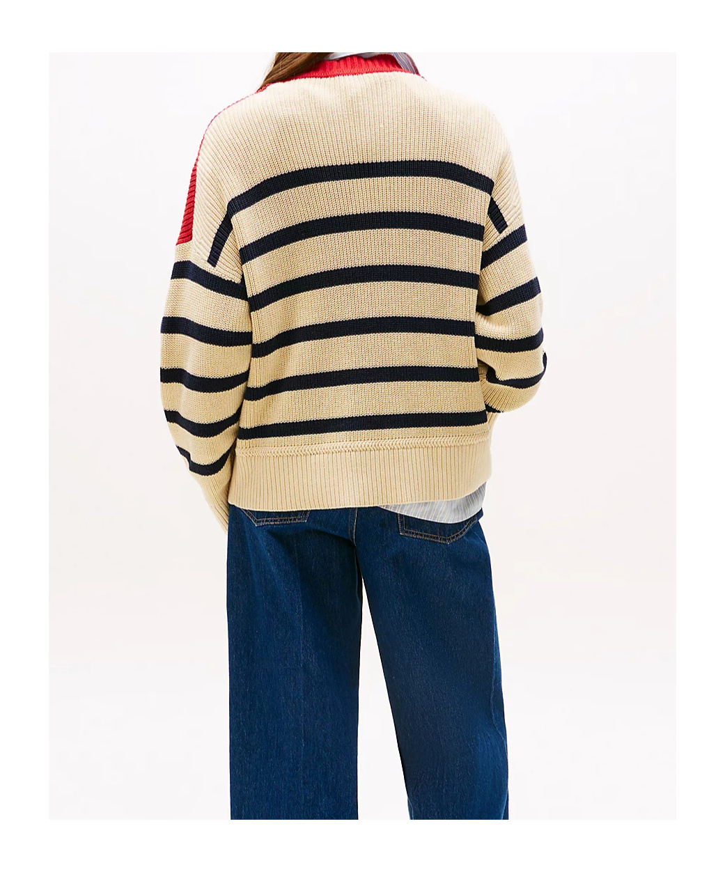 Tommy Hilfiger Relaxed V-neck Cardigan In Dark Night Navy Stripe