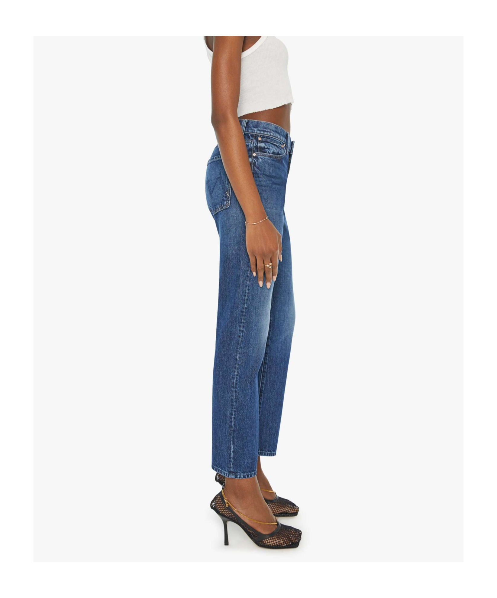 Mother The Insider Sneak High-waisted Bootcut Jeans In Loafers And Lassos In Blue