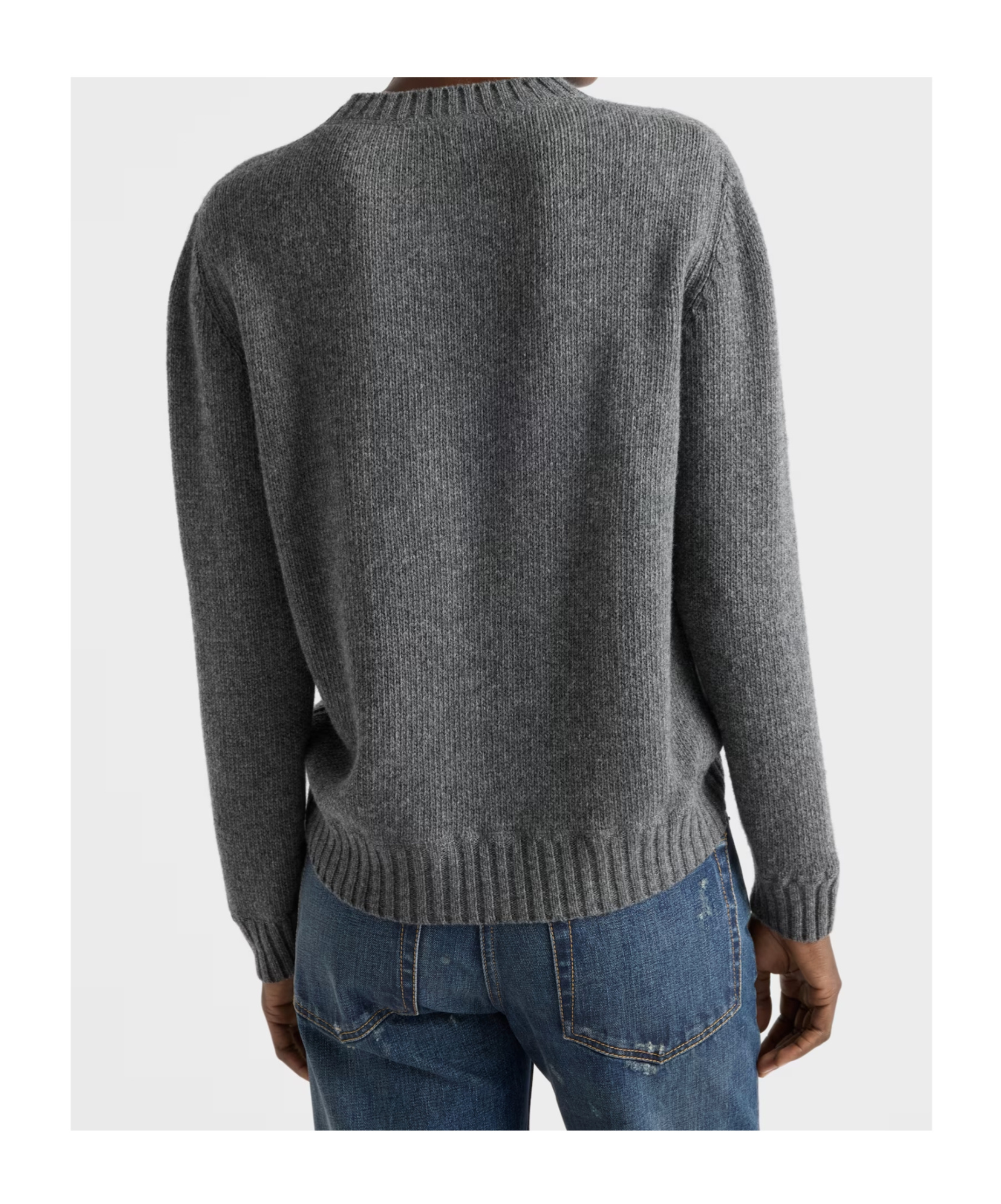 Prada Cashmere And Wool  Logo Crew-neck Sweater In Gray