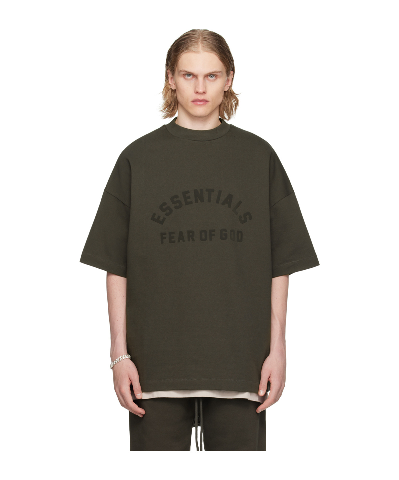 Essentials Logo-flocked Cotton T-shirt In Black
