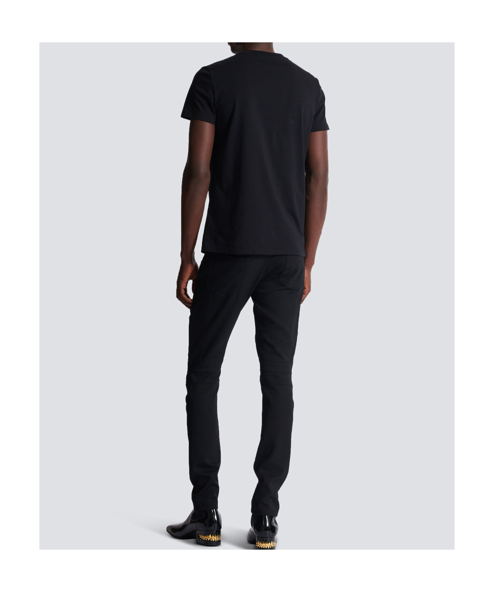 Balmain Black Crewneck T-shirt With Logo Detail On The Front In Black