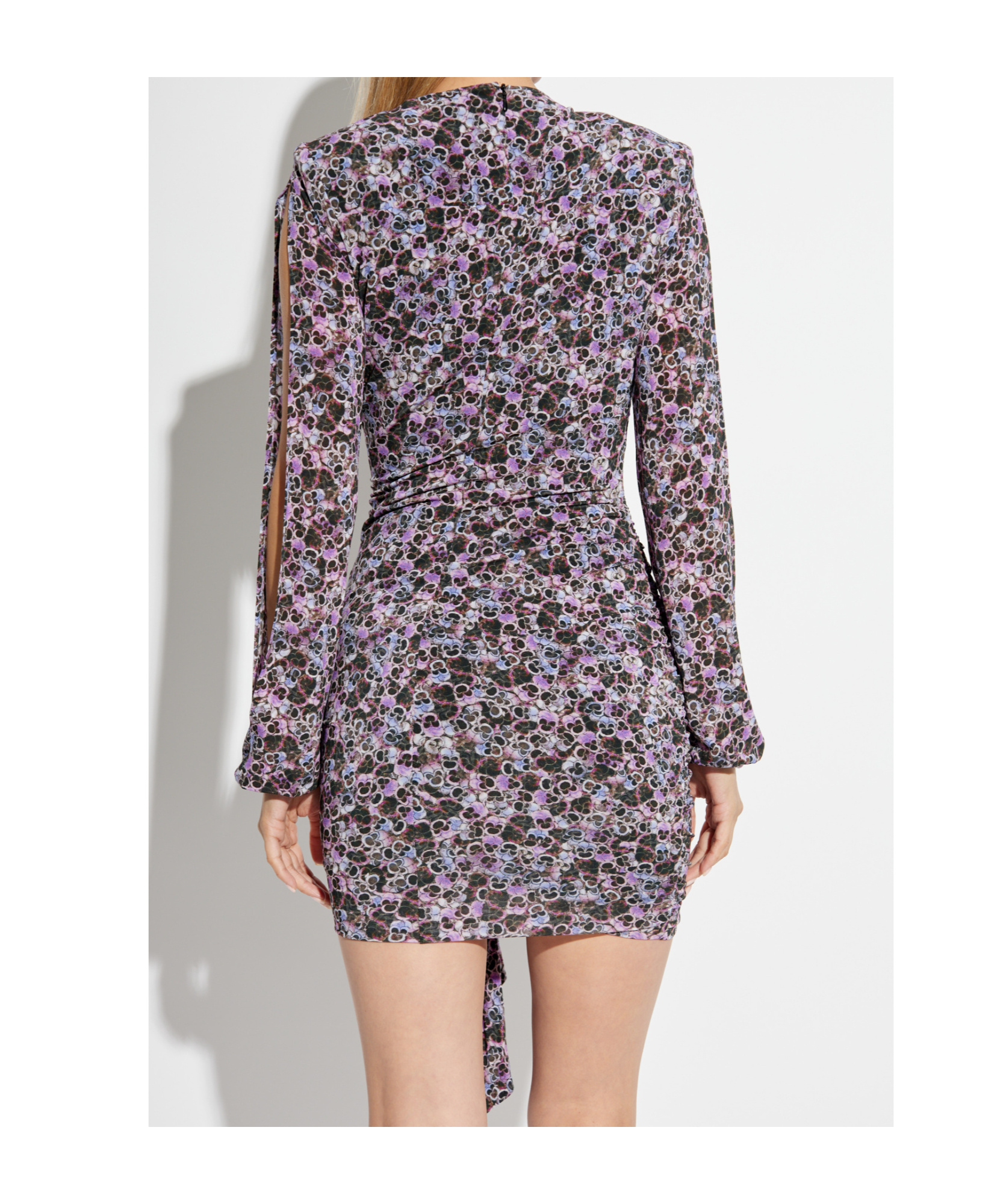 Isabel Marant Vinia Gathered Printed-jersey Dress In Gray