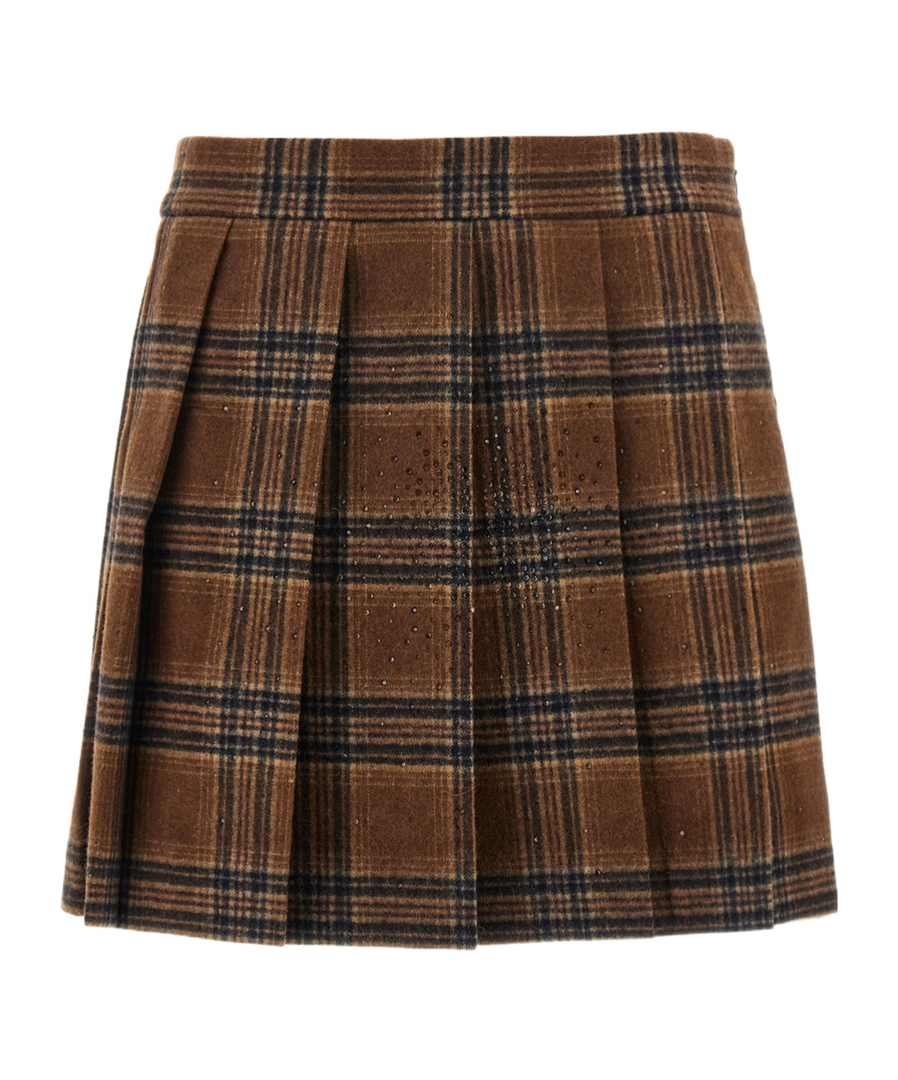 Giuseppe Di Morabito Tartan Skirt With Pleats And Embellishments In Brown