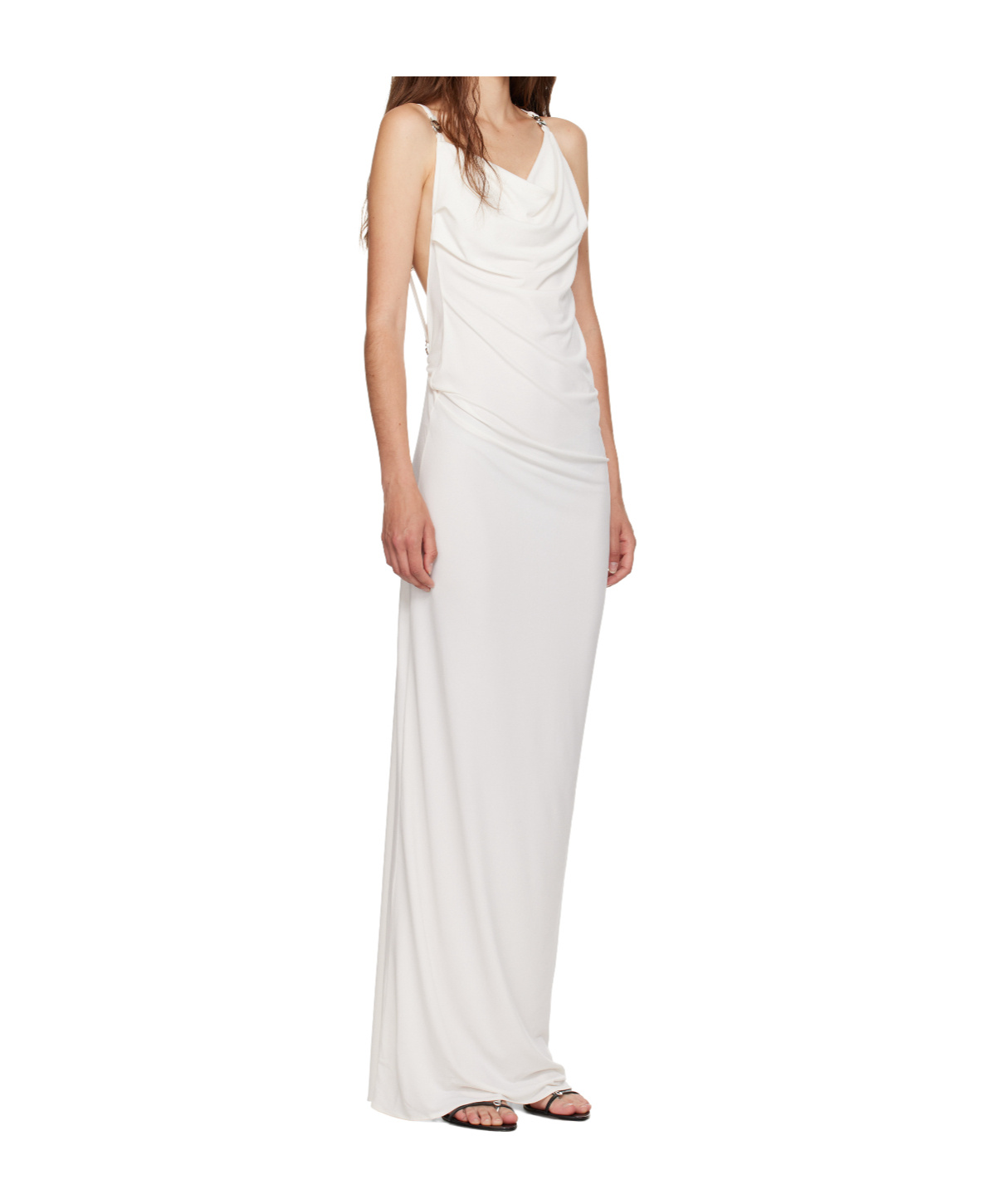 Coperni Draped Open-back Jersey Maxi Dress In White