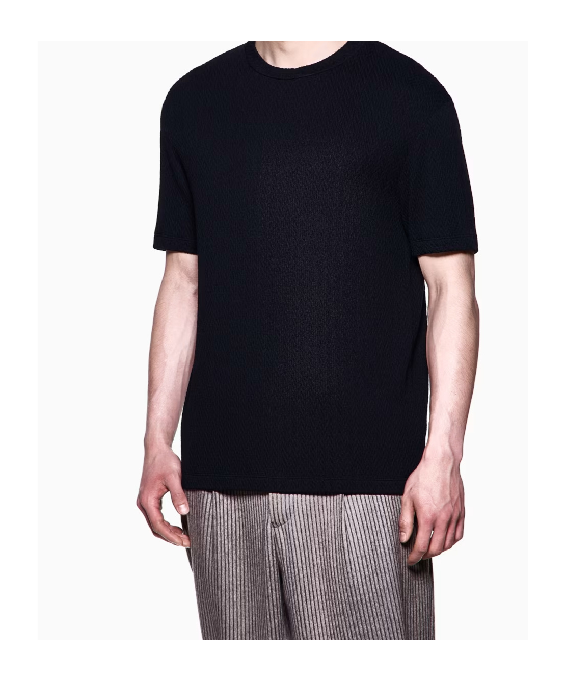 Giorgio Armani Asv Stretch Cashmere And Viscose-blend Crew-neck T-shirt In Black