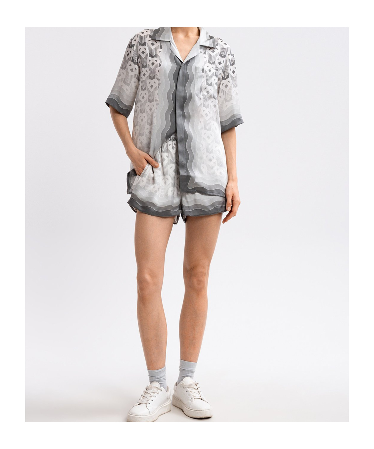 Casablanca Elastic Waist Shorts In White