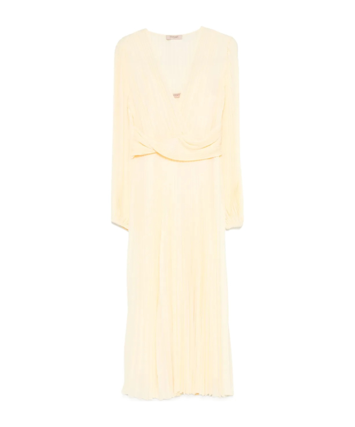 Shop Twinset Plissé Maxi Dress In White