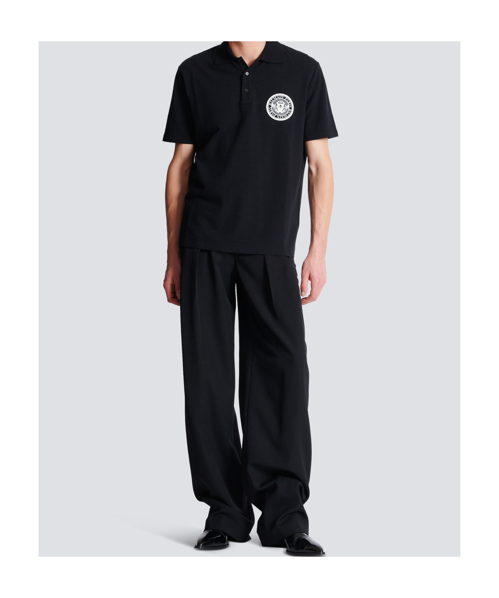 Balmain 'coin' Polo Shirt With Polo Collar In Black