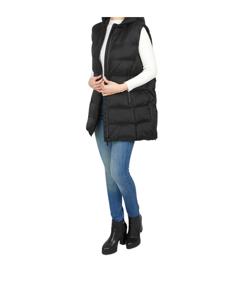 Max Mara Zip-up Hooded Gilet In Black