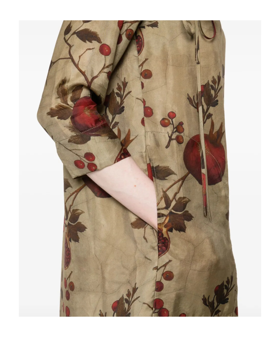 Uma Wang Pomegranate-print Tie-front Midi Dress In Multi
