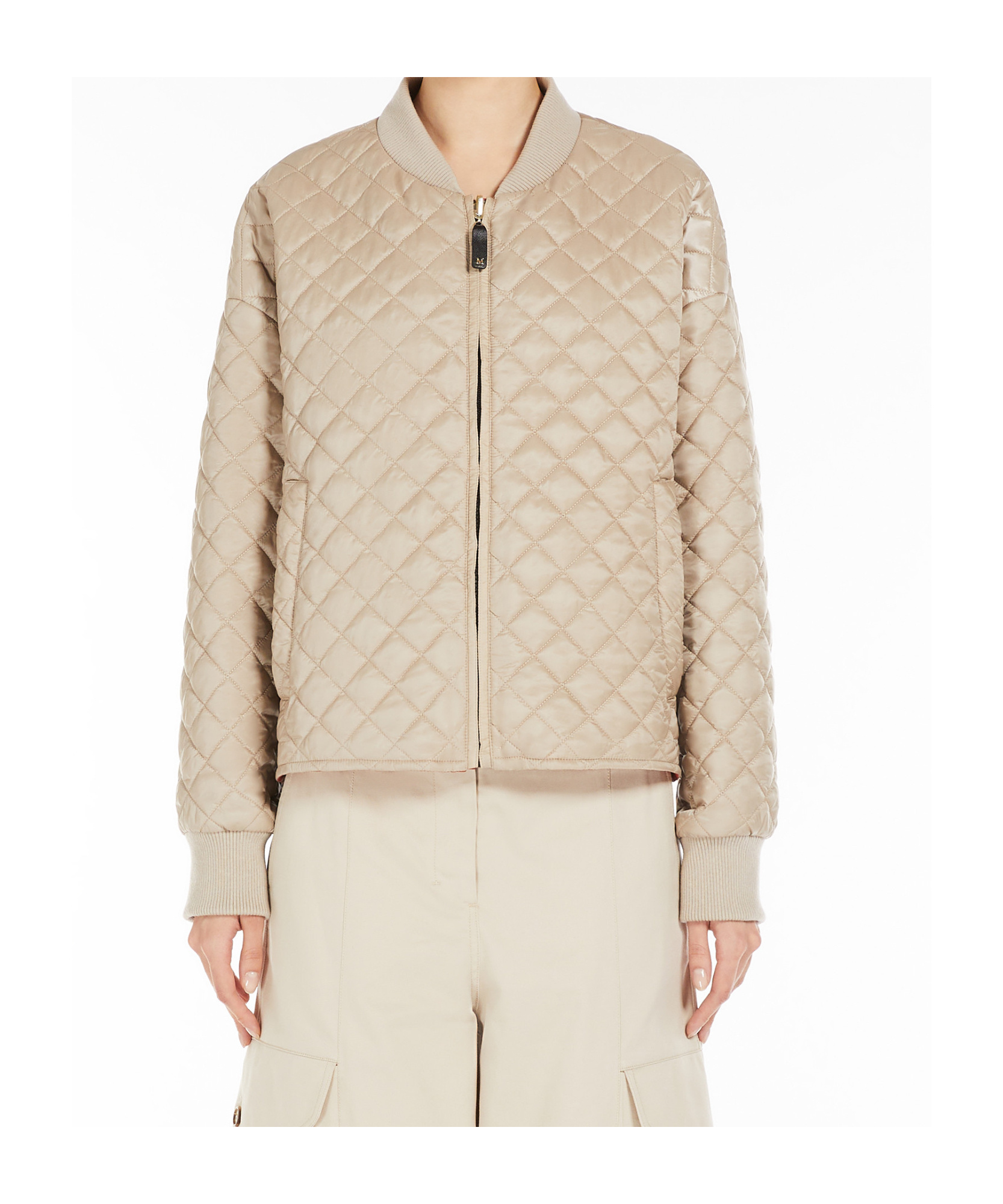 Max Mara Long-sleeved Double-sided Cotton Jacket In Nude