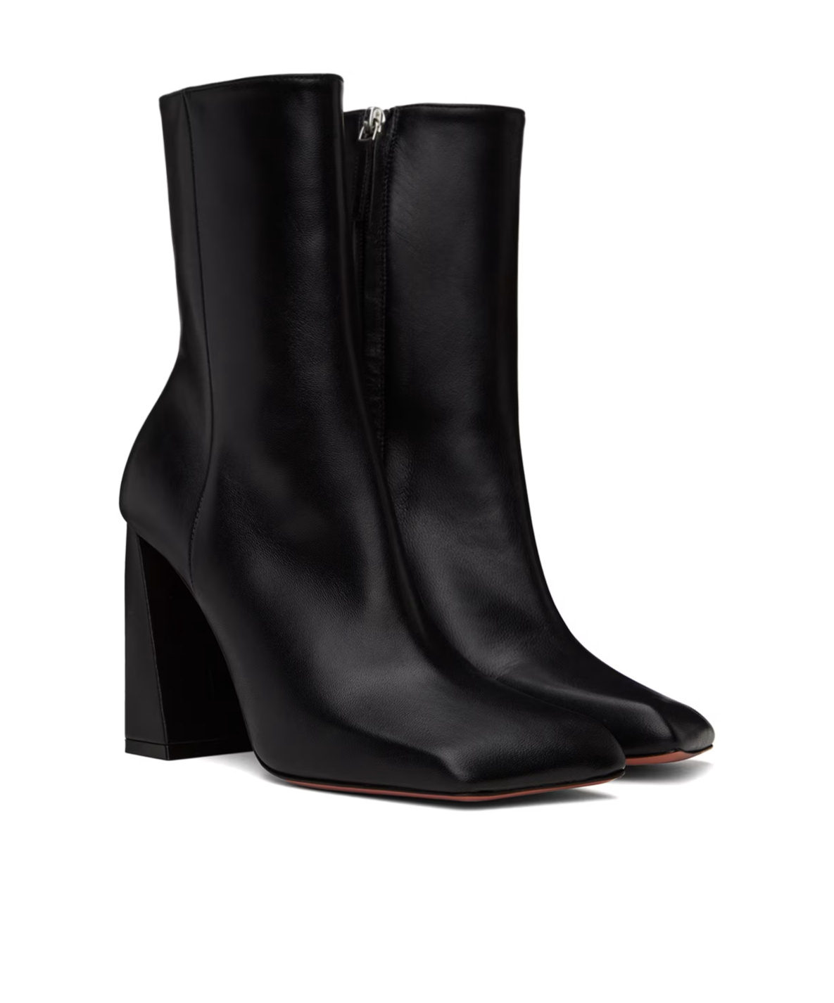 Amina Muaddi Marine 100mm Leather Ankle Boots In Black