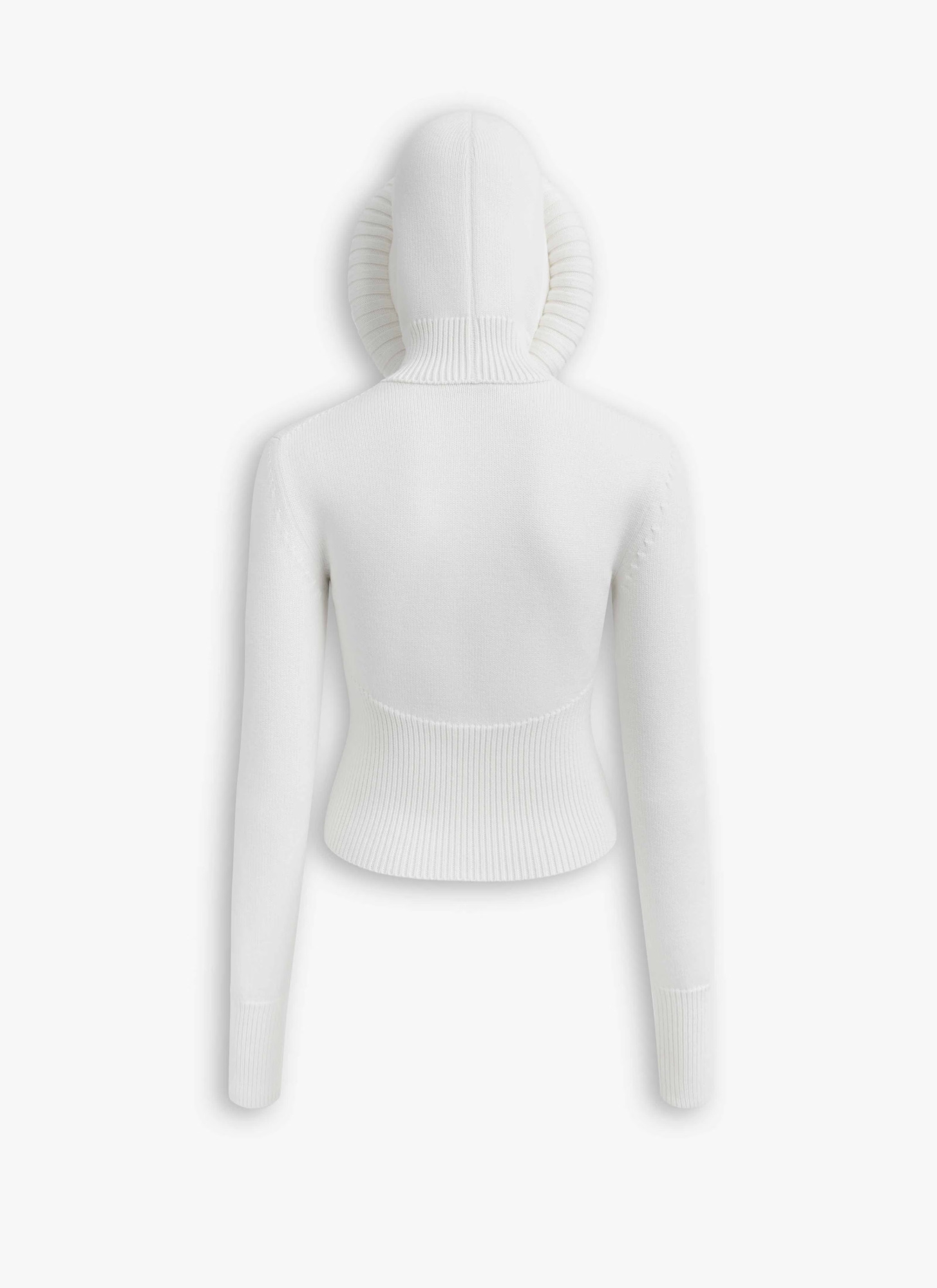Alaïa Cropped Long Sleeve Hooded Knit Jumper In White