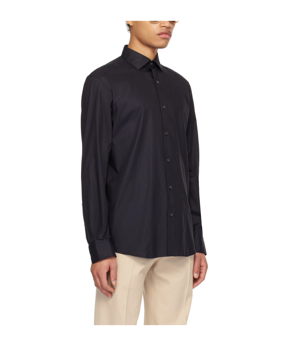 Zegna Button Long-sleeved Shirt In Black