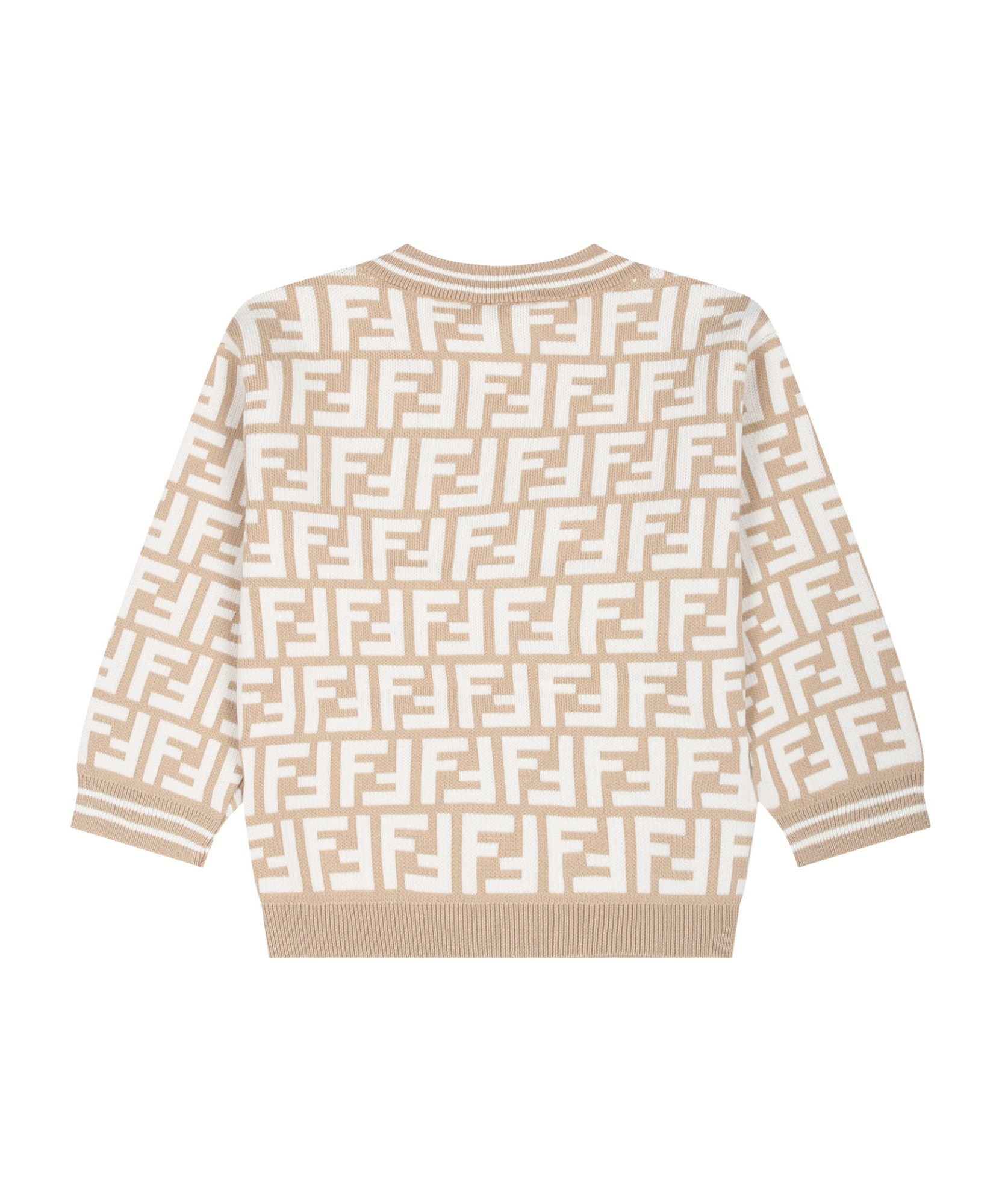 Fendi Logo-intarsia Cardigan In Nude
