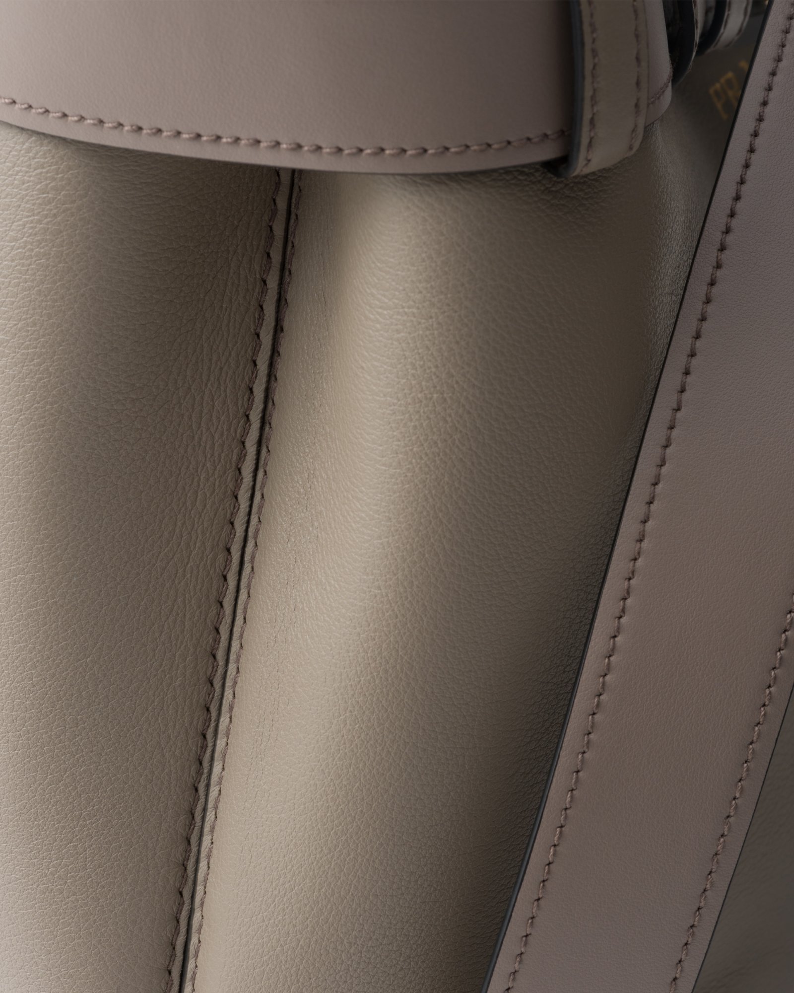 Prada Re-nylon And Leather Medium Top-handle Bag With Padlock In Muddy Gray