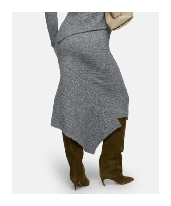 Attico Melange Grey Midi Skirt In Gray