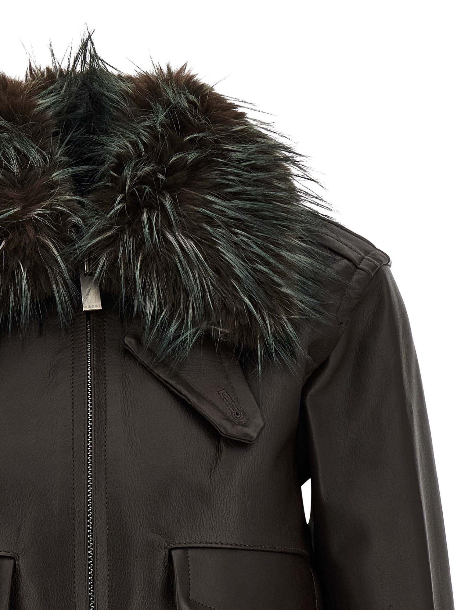 Sacai 2 In 1 Leather Jacket In Black