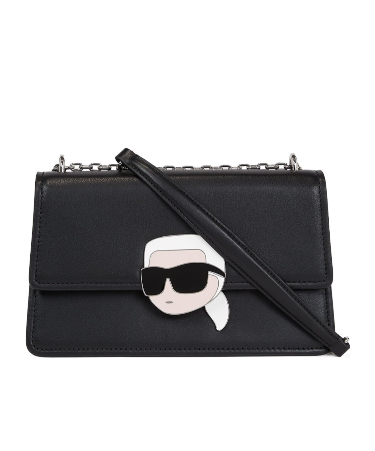 Karl Lagerfeld Karl Ikonik Leather Shoulder Bag In Black