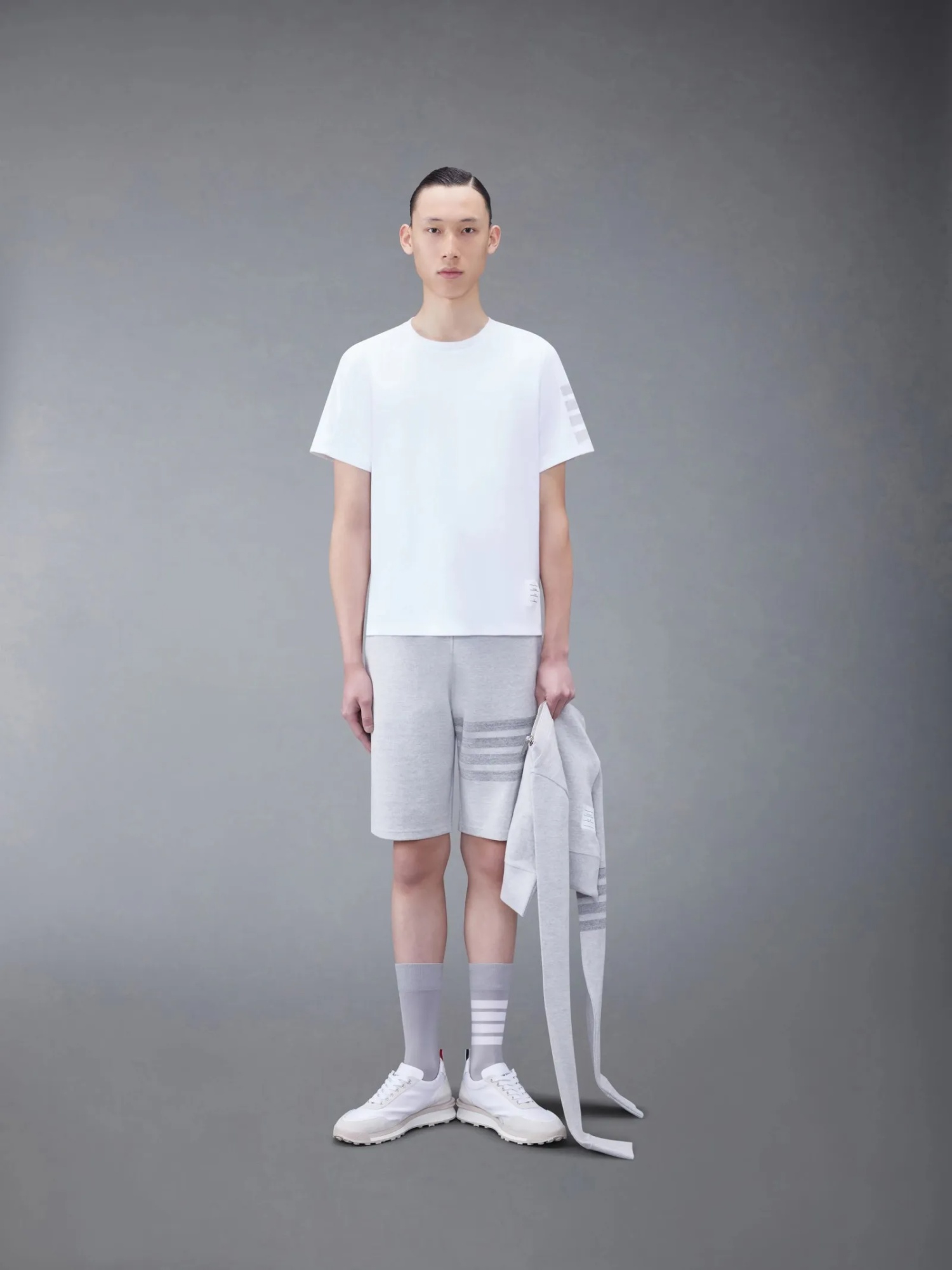 Thom Browne 4-bar Stripes Crewneck T-shirt In White