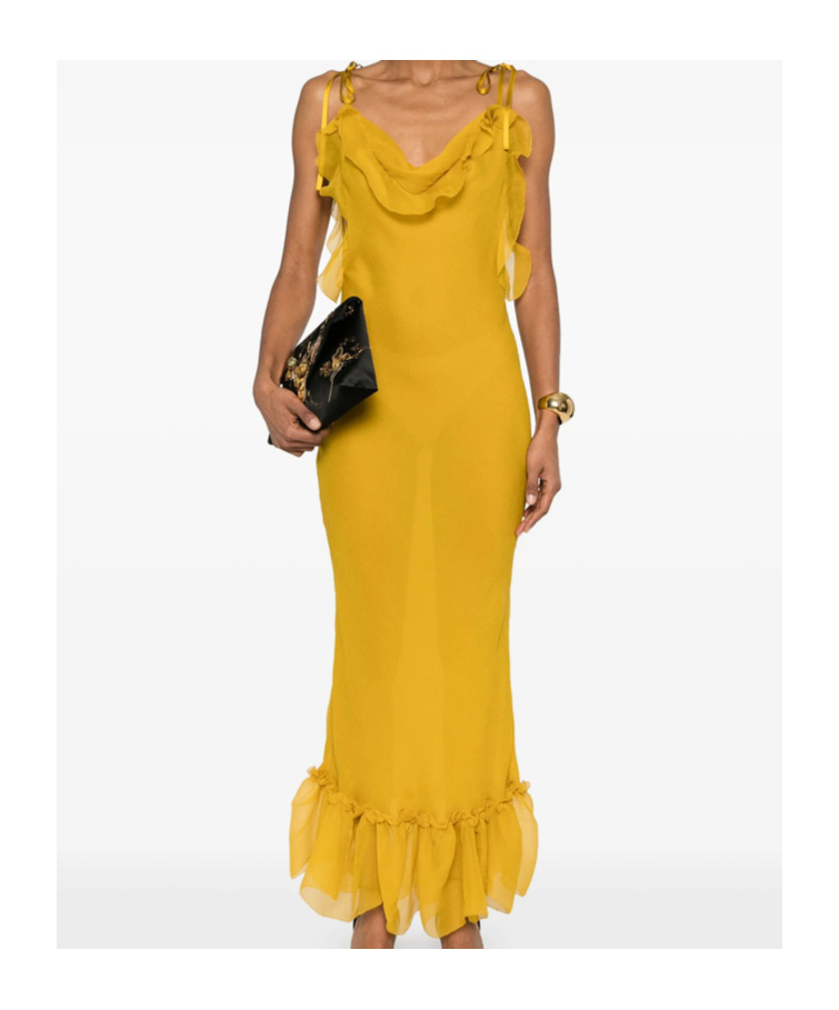 Saint Laurent Sling Dress In Yellow