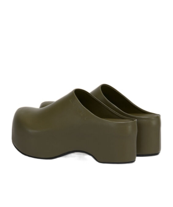 Marni Deep Green Leather Chunky Clog Sabot