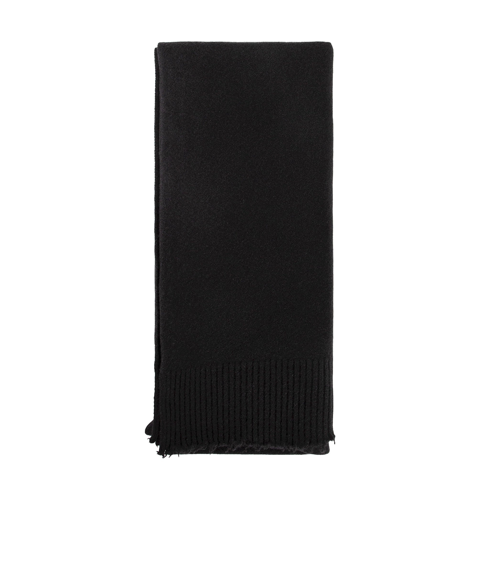 Uma Wang Rib Scarf With Frayed Edges In Black