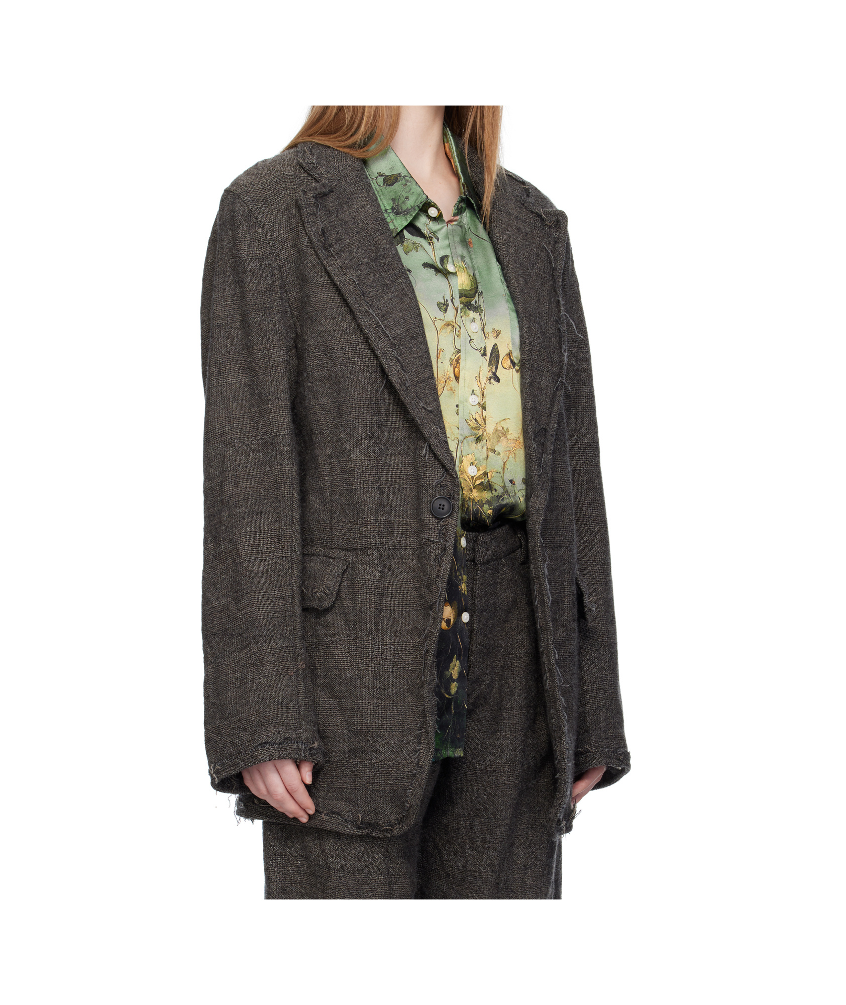 R13 Frayed Edge Ragged Blazer In Gray